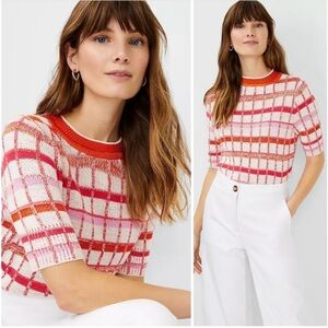 Ann Taylor Orange and Pink Knit Sweater Small NWT